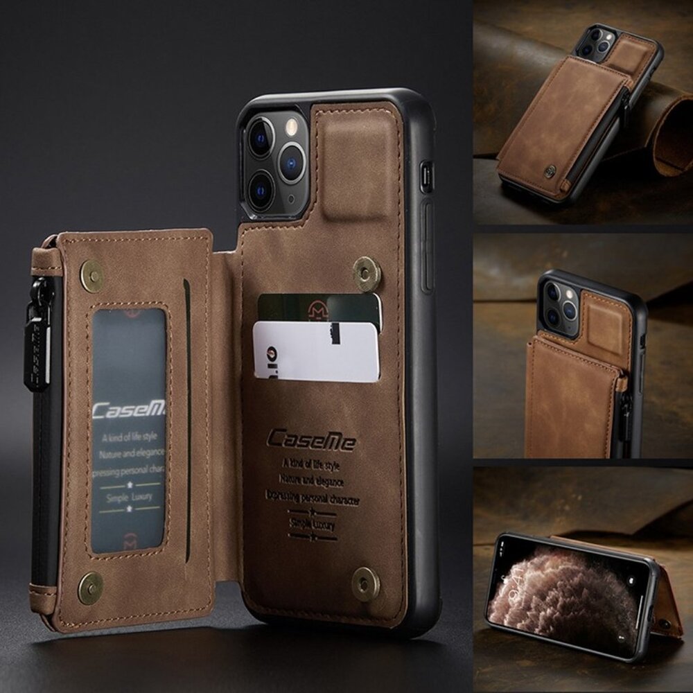 Wallet Card Case Magnet Flip Zip Cover For iPhone13 Pro Max（6.7）